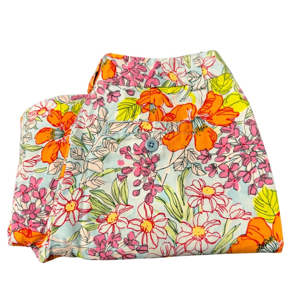 Talbots Capri Pants Womens 2P Petite 2 Floral Multicolor Coastal Cottage Vintage